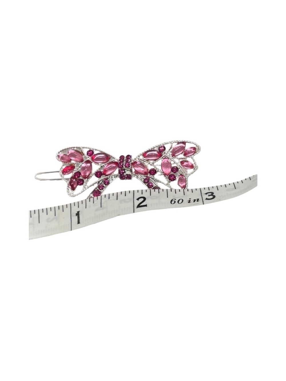 Pink Bow Rhinestone Hair Clip 2.5”FINAL PRICE DROP - Picture 2 of 2